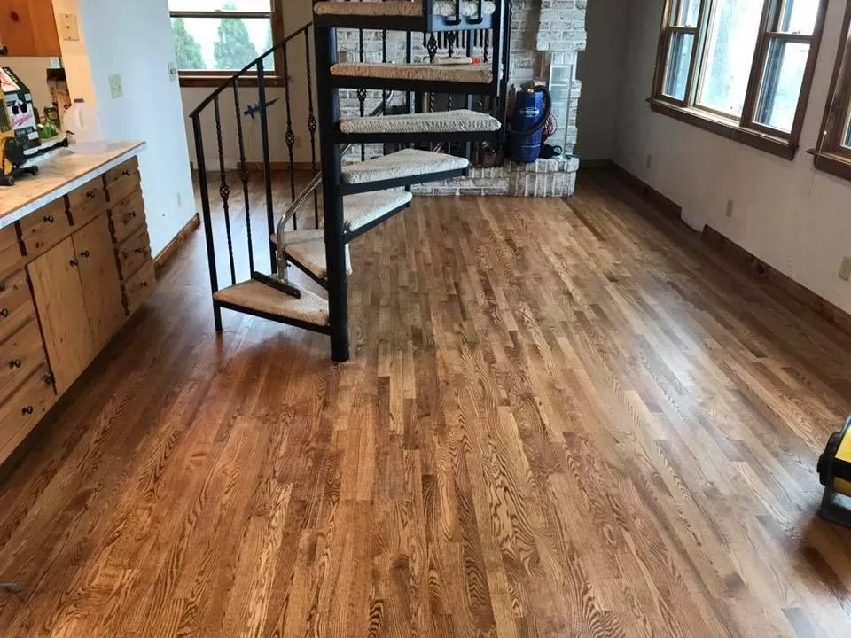 spiral staircase and hardwood floor by Bodanske Wood Flooring