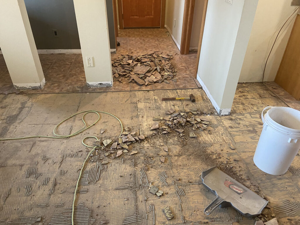 tile flooring removal and scrap material