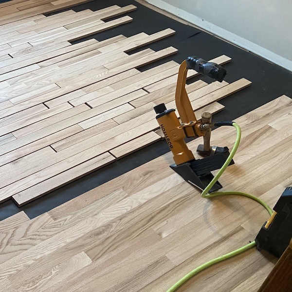 Hardwood floor installation process