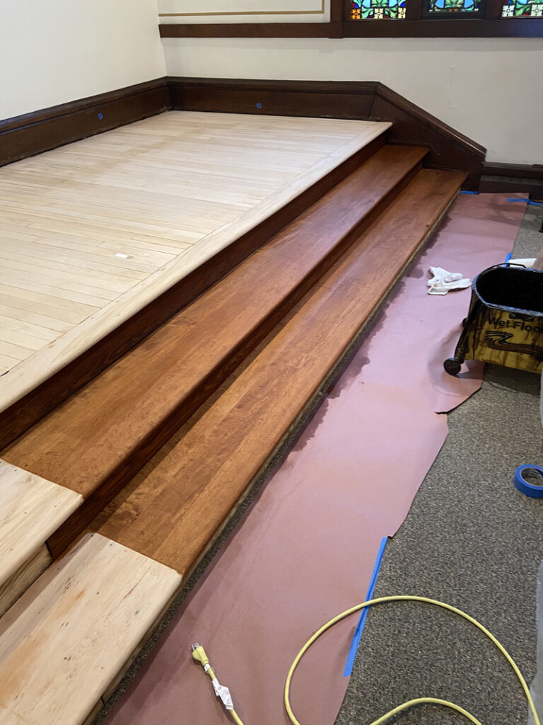 Refinishing Hardwood Sanctuary Steps 1