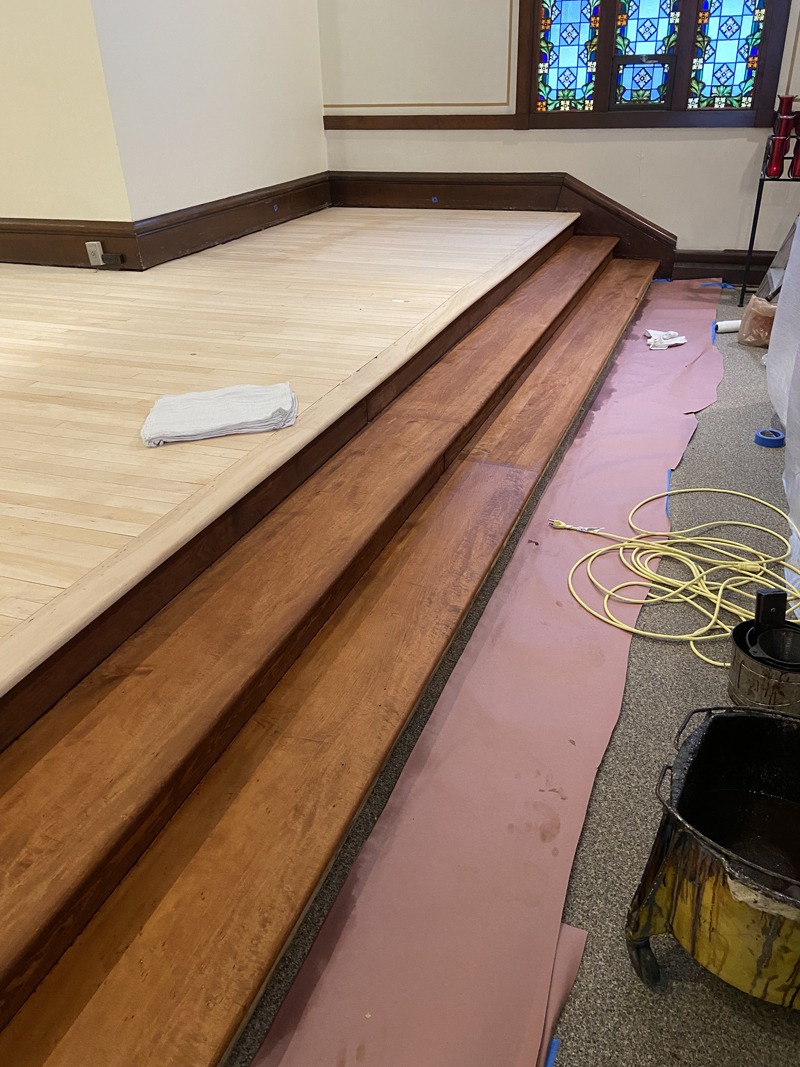 Refinishing Hardwood Sanctuary Steps 2